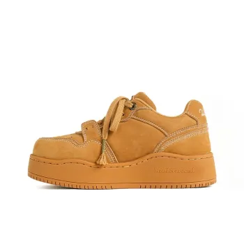 WANDER AROUND Breathable Height Increasing Low Top Skateboard Shoes Unisex Brown