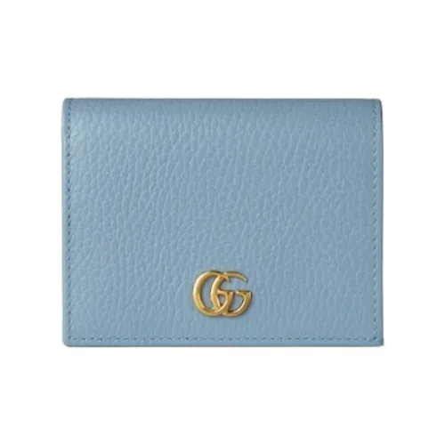 GUCCI GG Marmont Leather Card Holder Wallet Small Size Women's Light Blue
