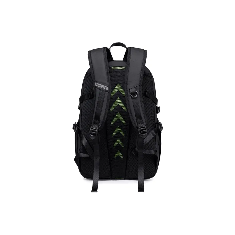 Super Five Polyester Backpack Unisex Black/Gray/Orange/Ecru-13
