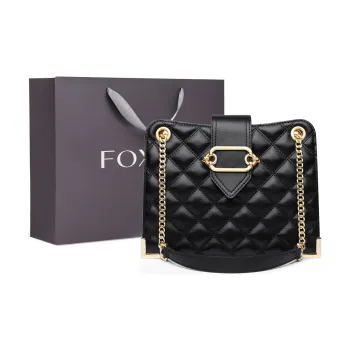 FOXER Cow Leather Crossbody Underarm Shoulder Bag Medium Size Women's Black