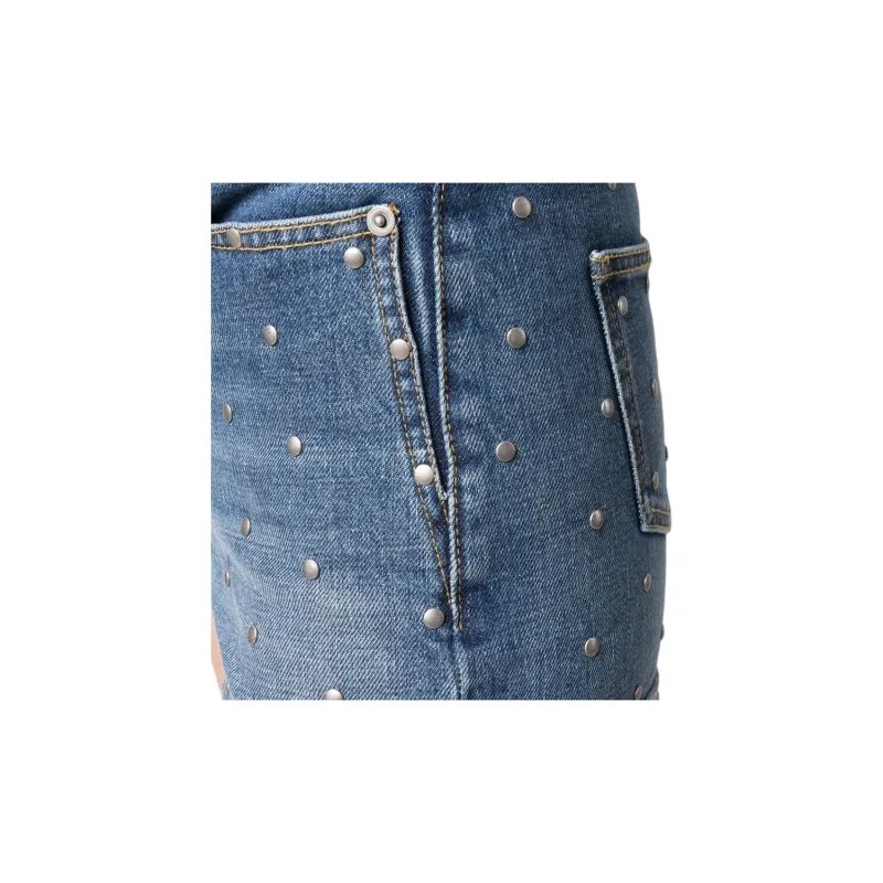 SAINT LAURENT Stud embellished Jean Shorts-6