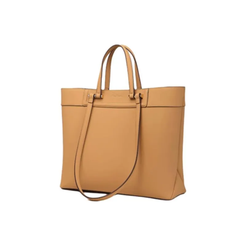 PIERRE CARDIN Cow Leather Tote Bag Shopping Bag Handbag Shoulder Bag Large Size Women's Dark Brown/Yellow Brown/Beige-6
