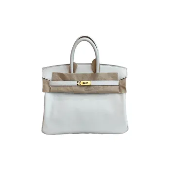 HERMES Birkin Swift Leather One Shoulder Handbags Women's 0T Mushroom White