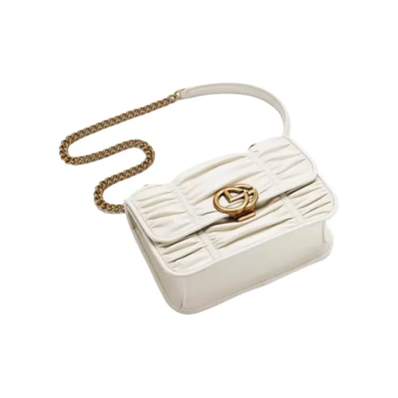 GOLDLION Cow Leather Shoulder Bag, Crossbody Bag Small Size Women's Ecru/Green/Gray-6
