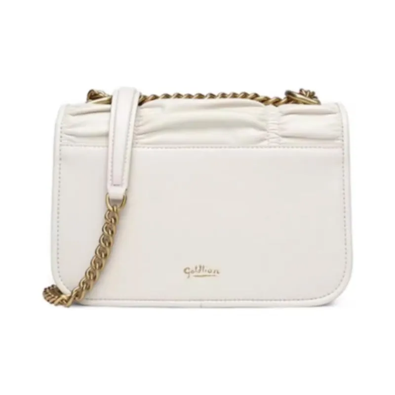 GOLDLION Cow Leather Shoulder Bag, Crossbody Bag Small Size Women's Ecru/Green/Gray-7