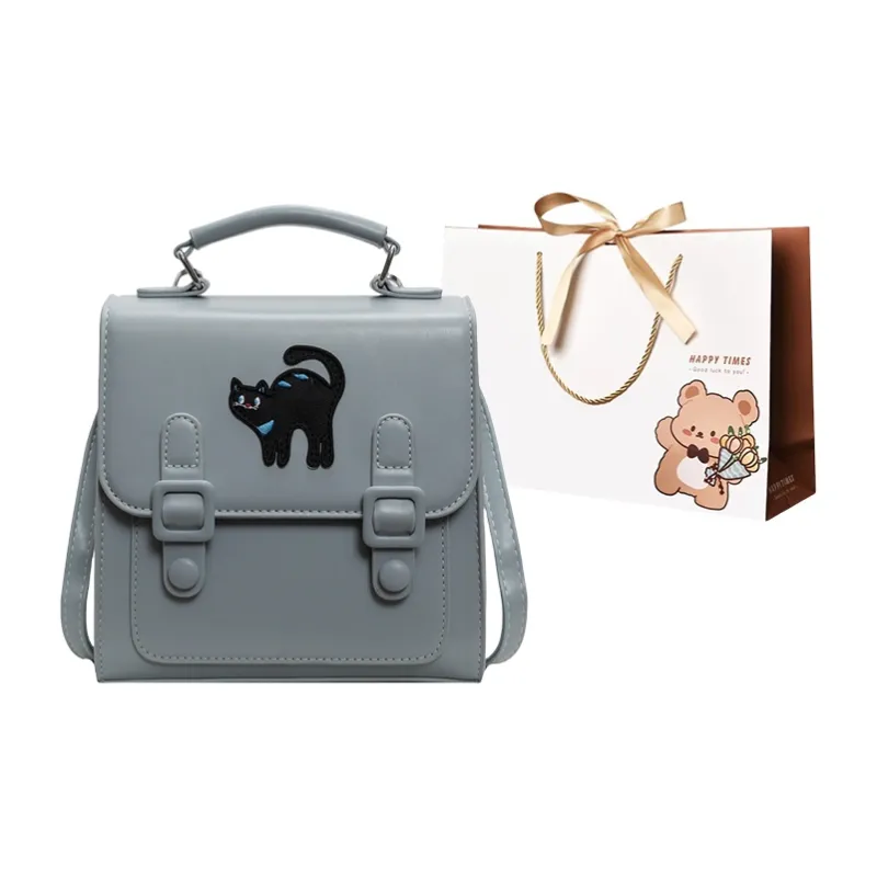 ERANGBEAR PU Backpack Women's Black/White & Brown/Brown/Gray-9