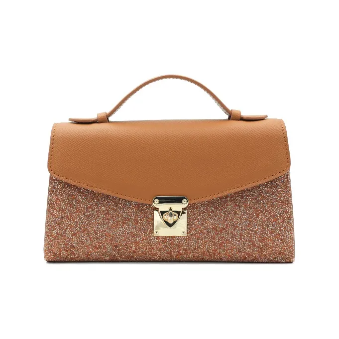 URANOLITH Top Grain Cow Leather Handbag Regular Women's Chestnut Brown/Milkshake White-0