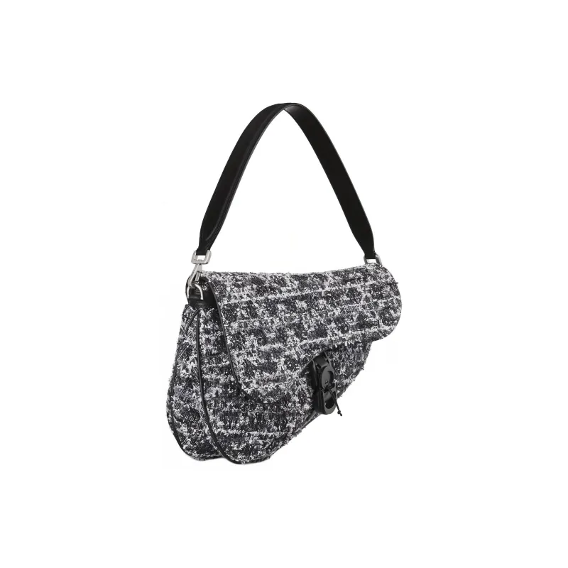 DIOR Saddle Tweed Saddle Bag Crossbody Shoulder Bag Men's Navy-2