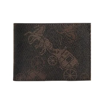 COACH Billfold Wallet Canvas With Leather Card Holder Wallet Regular Men's Coffee