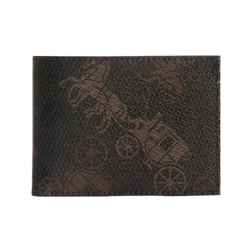 COACH Billfold Wallet Canvas With Leather Card Holder Wallet Regular Men's Coffee