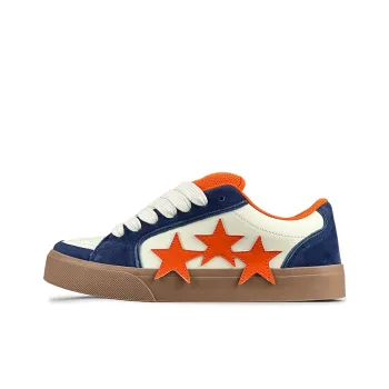 LuzaoT SUPER DRAG Coverage Anti Slip And Wear Resistant Low Top Skateboard Shoes Unisex Dark Blue Orange