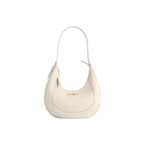 ORANGE CUBE Top Grain Cow Leather Shoulder Bag Small Size Women's Cream White/Sunset Gold Brown