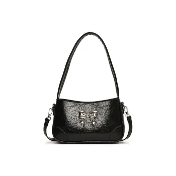 NOMK PU Shoulder Bag, Commute Crossbody Bag Women's Black/Iridescent Silver/Iridescent Gunmetal/Silver