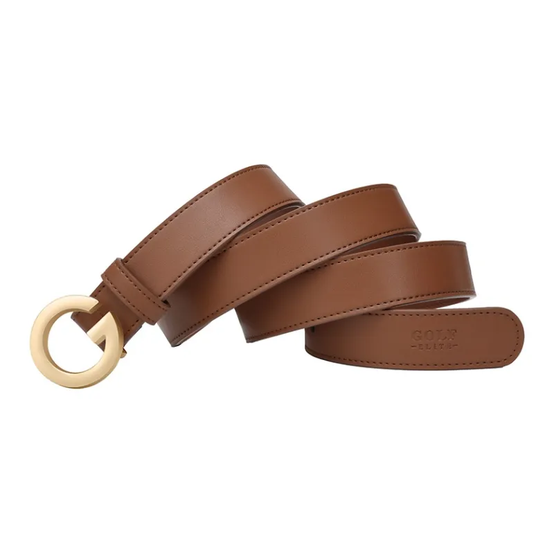 GOLF Cow Split Leather/Synthetic Leather Leather Belts Women's Black Gold/Caramel 2.6cm-8