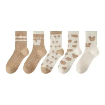 Top Melon Mid Calf Socks Women's 5 Pack Coffee