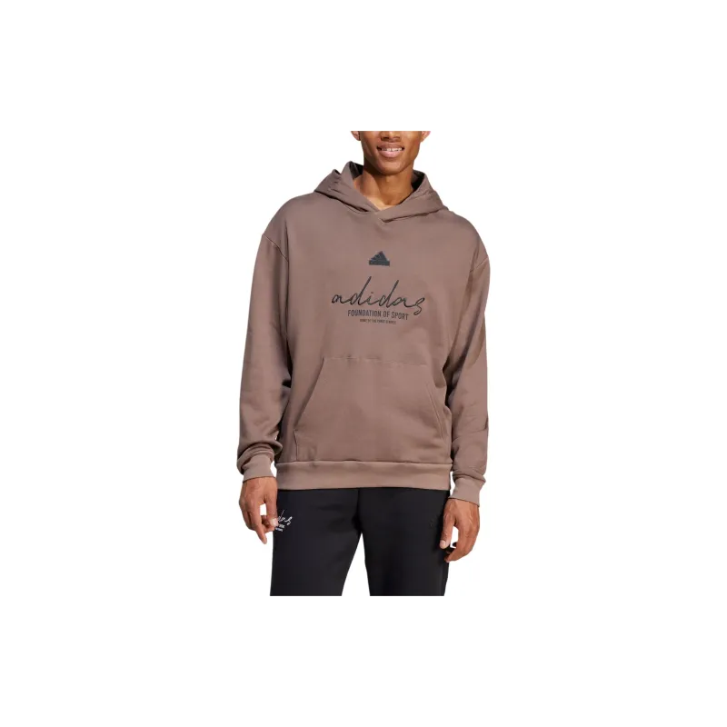 Adidas BRAND LOVE FRENCH TERRY HOODIE Sweatshirt Unisex Stratum Dark Earthy Brown-1