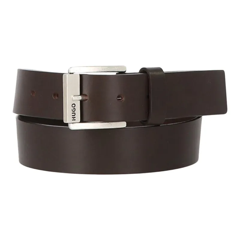 HUGO BOSS Cow Leather, Metal Leather Belts Men's Brown Width 3.2cm-4