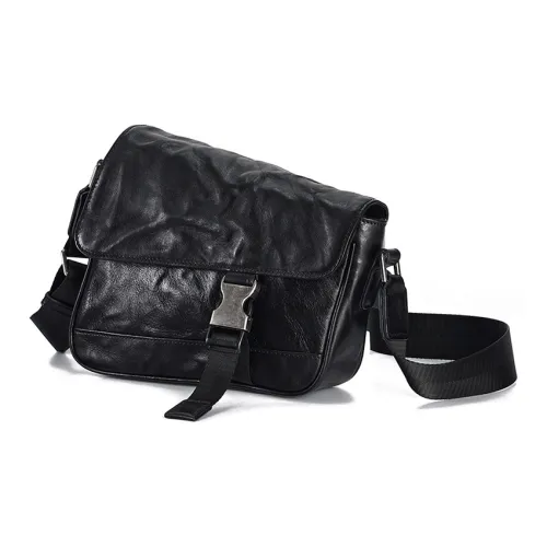 Yalu Cow Leather Crossbody Bag Regular Men's Black