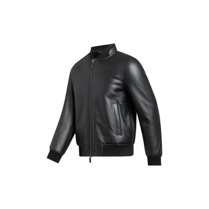 EMPORIO ARMANI FW23 Leather Jacket Men's Black-2