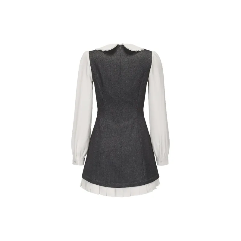 Incolore Long Sleeved Dresses Women's Gray & White-1
