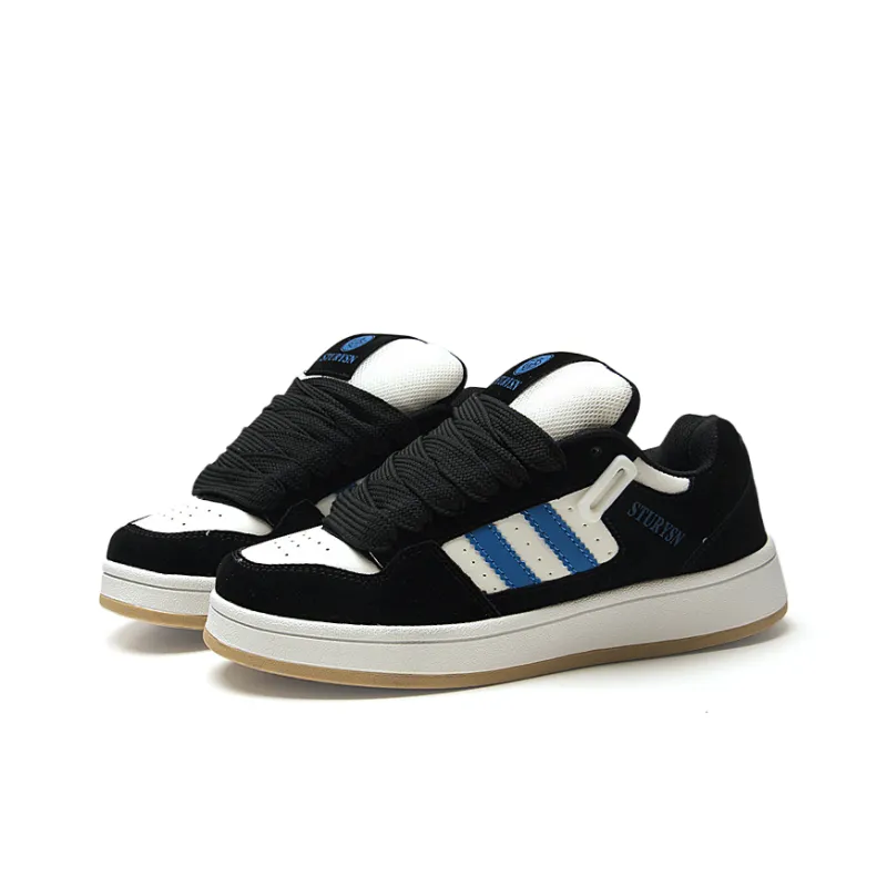 STUR YSN Wear resistant And Lightweight Low Top Skateboard Shoes Women's Black Royal Blue-1