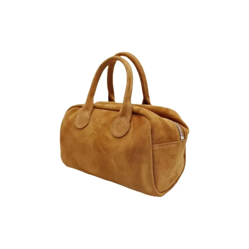 MARGE SHERWOOD Suede Cow Leather Handbag Medium Size Women's Dark Khaki-1