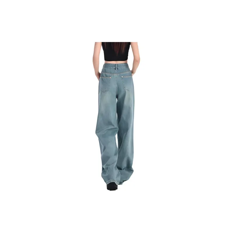 YINLEI Jeans Women's Vintage Light Blue-2