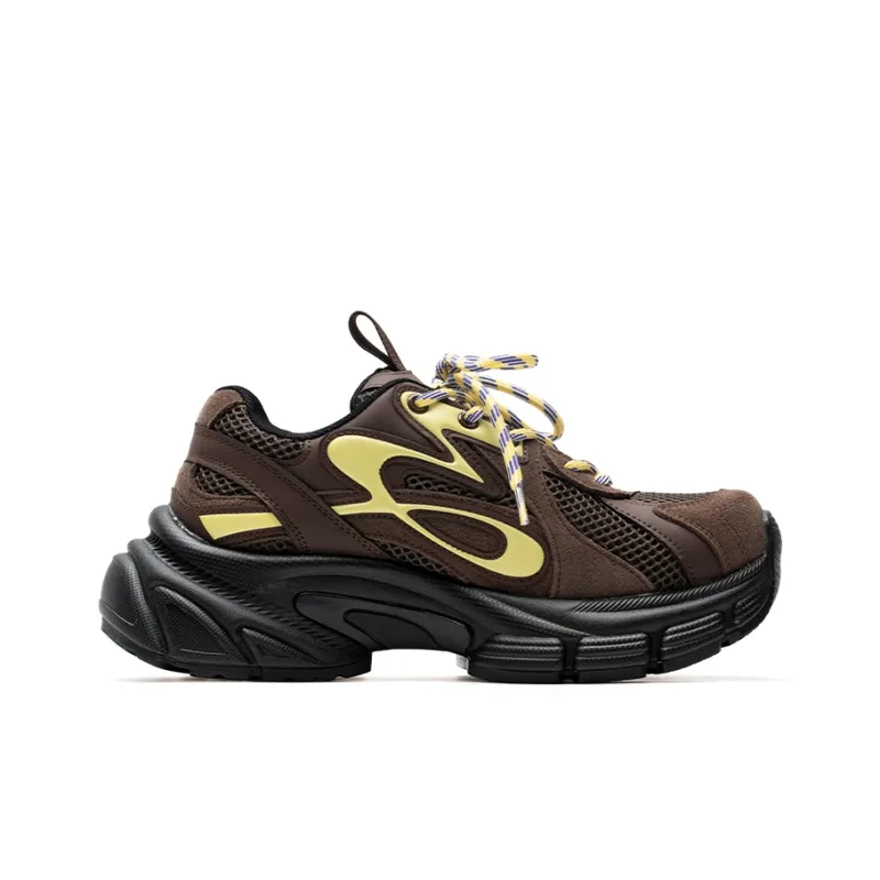 Mule Donkey Lightweight Height Increasing Low Top Chunky Sneakers Unisex Coffee Brown-1