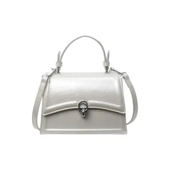 NOMK PU Shoulder Bag Crossbody Bag Women's Ecru/Black/Gold/Silver/Iridescent Silver