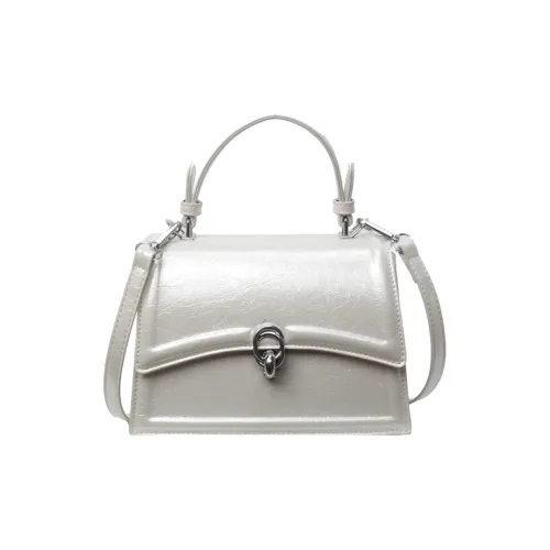 NOMK PU Shoulder Bag Crossbody Bag Women's Ecru/Black/Gold/Silver/Iridescent Silver