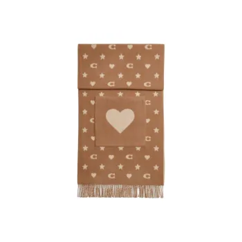 COACH Wool Knit Scarves Unisex Brown
