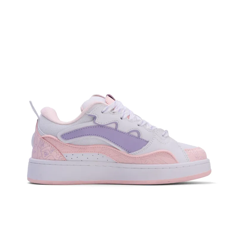 GLO BULL Skateboard Shoes Women's Low Top White Purple Pink-1