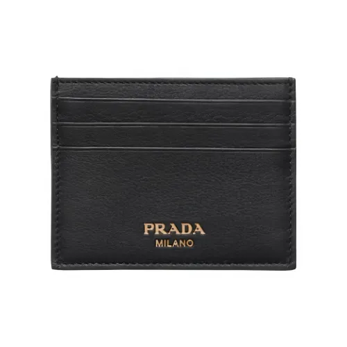 PRADA Leather Card Holder Men's Black