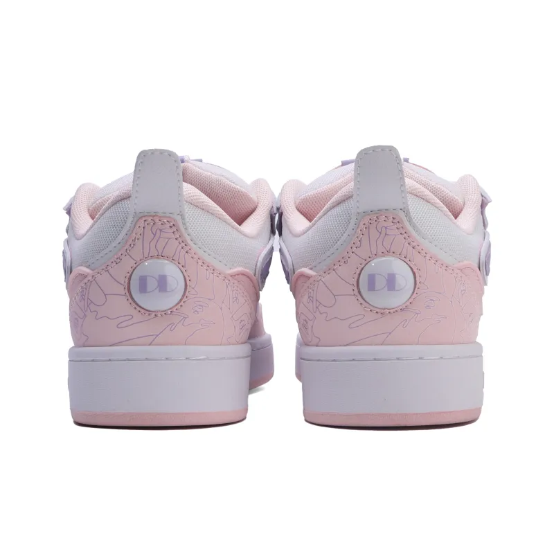 GLO BULL Skateboard Shoes Women's Low Top White Purple Pink-4