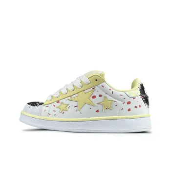 LuzaoT SUPER DRAG Shell Head Low Top Skateboard Shoes Women's Cream Yellow