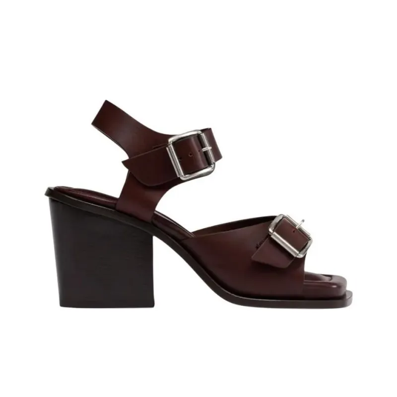 Lemaire One Strap Sandals 8cm Women's Chocolate-1