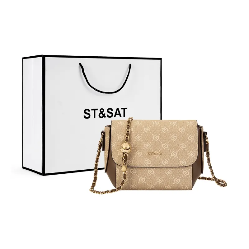 ST&SAT PVC Crossbody Bag Regular Women's Coffee/Apricot-5