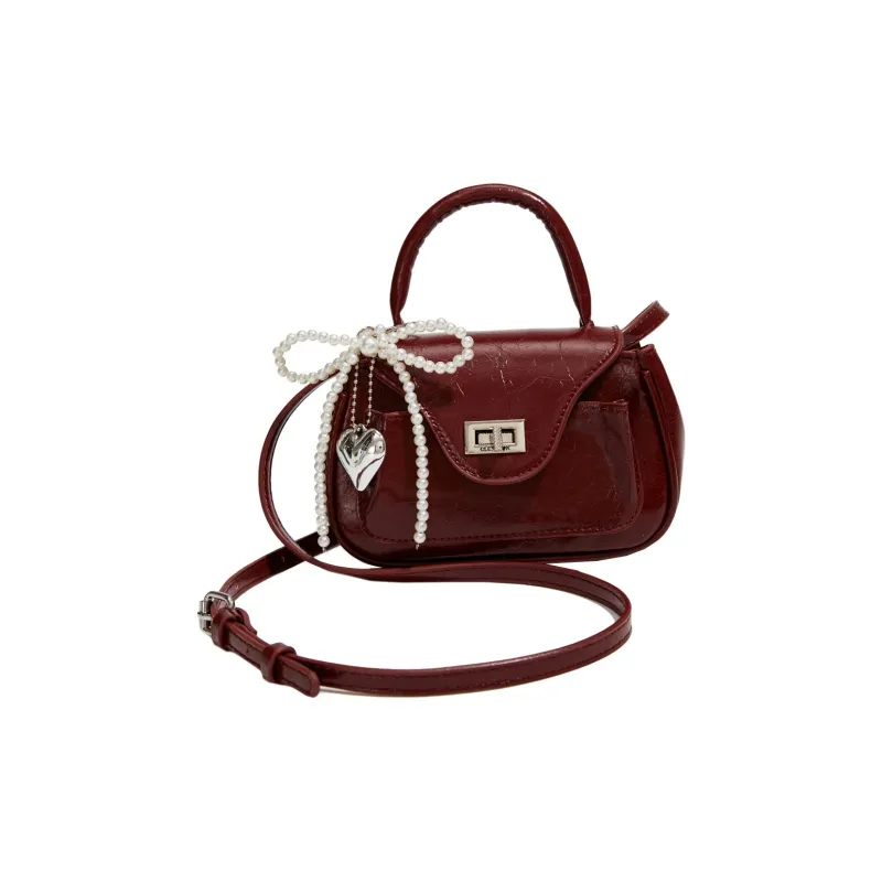 NOMK PU Handbag, Shoulder Bag, Crossbody Bag Regular Women's Ecru/Cherry Red/Silver/Black-3