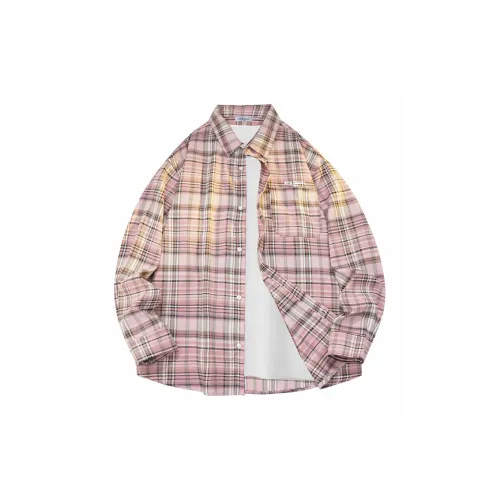 XINIYA TRAVEL Shirts Unisex Pink Plaid