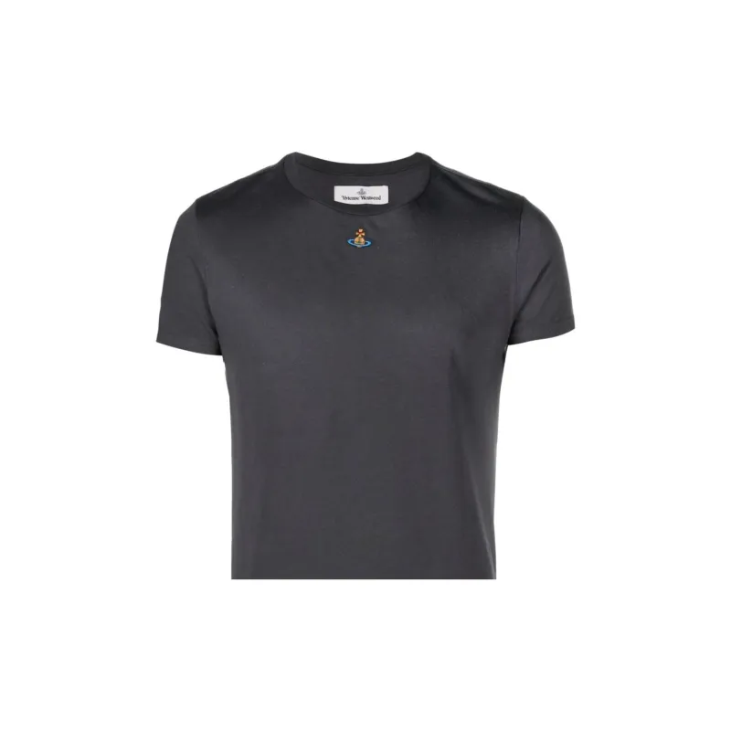 Vivienne Westwood Orb Logo embroidered Cotton T shirt-5