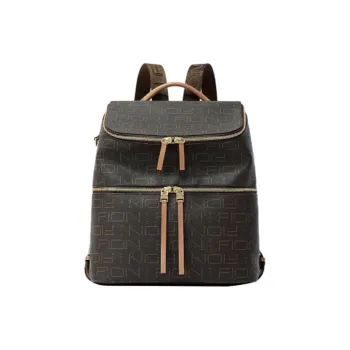 FION Artificial Leather Backpack Large Size Women's Dark Coffee Brown