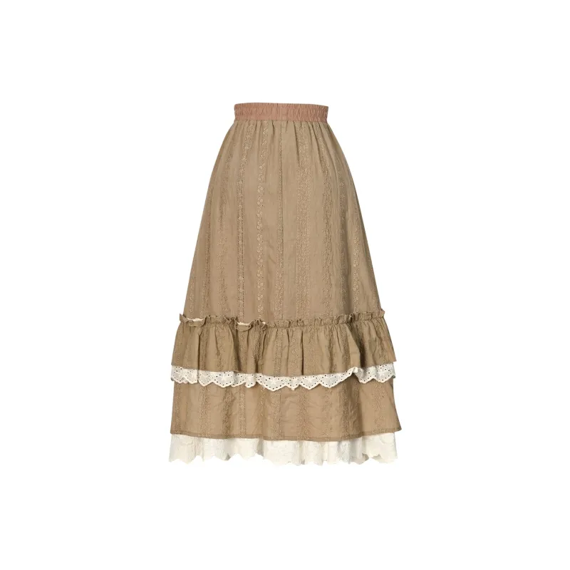 Snbl Casual Long Skirts Women's Brown-1