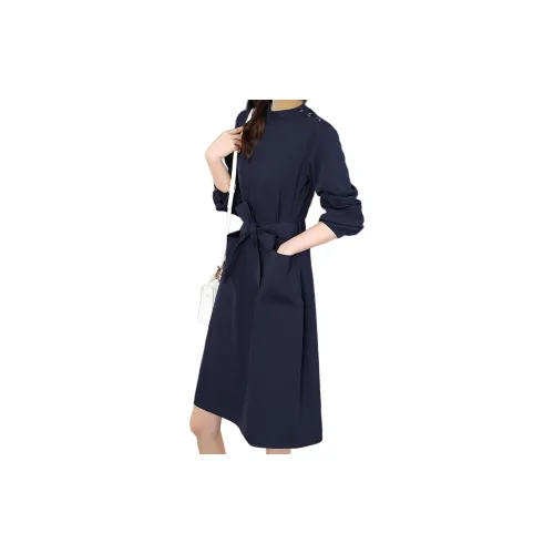 Wbwq Long-Sleeved Dresses Women's Navy Blue