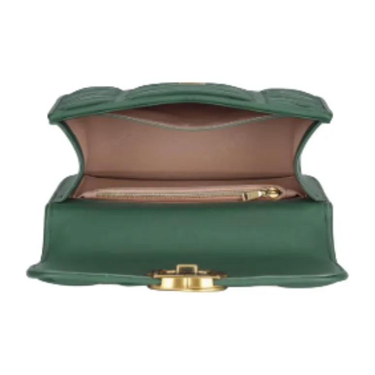 GOLDLION Cow Leather Shoulder Bag, Crossbody Bag Small Size Women's Ecru/Green/Gray-13