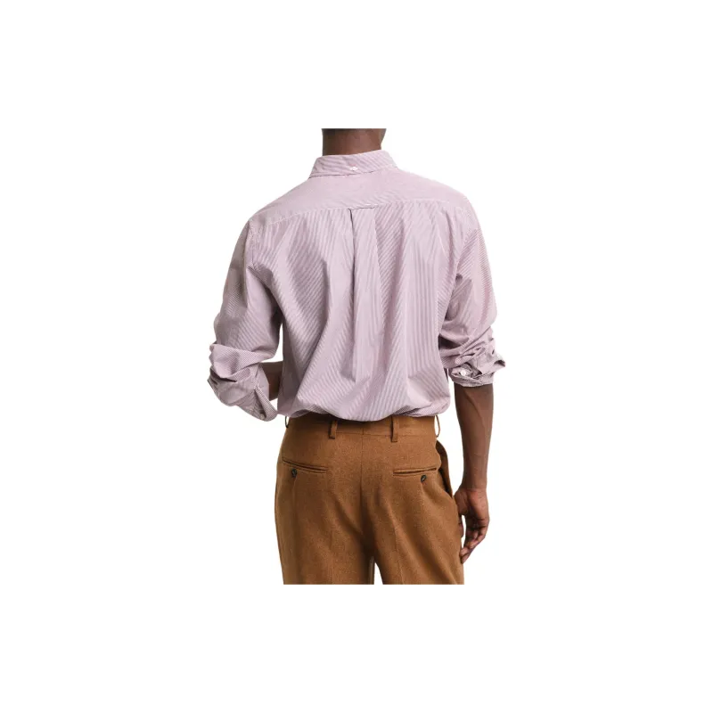 GANT Regular Fit Banker Stripe Poplin Shirt Shirt Men's Burgundy-1