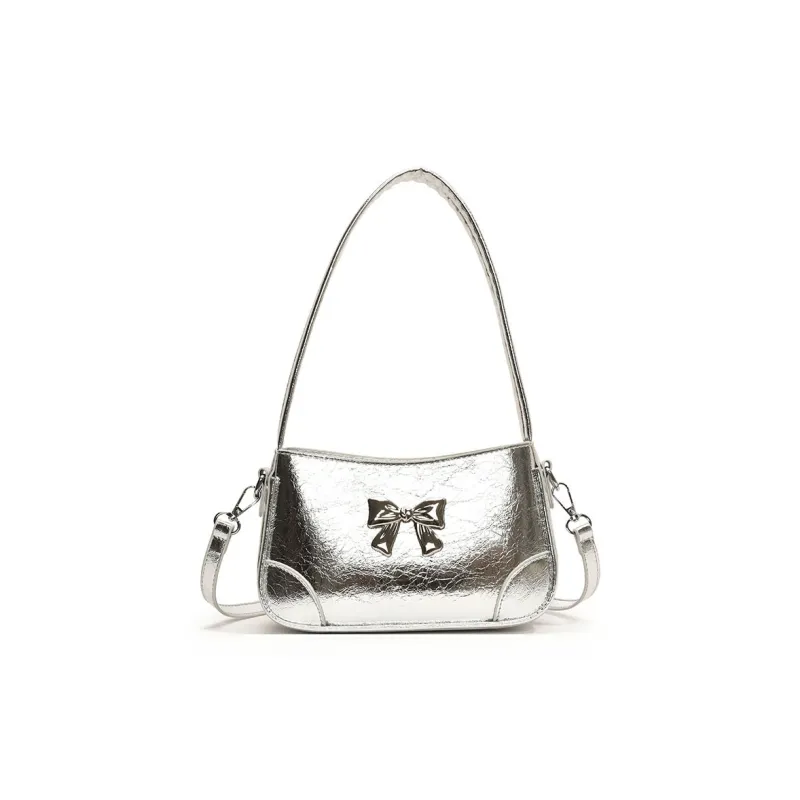 NOMK PU Shoulder Bag, Commute Crossbody Bag Women's Black/Iridescent Silver/Iridescent Gunmetal/Silver-9