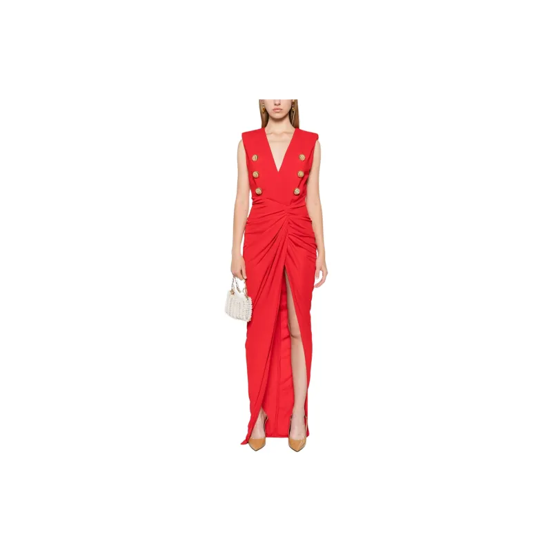 BALMAIN Crepe Tailored Maxi Dress-1