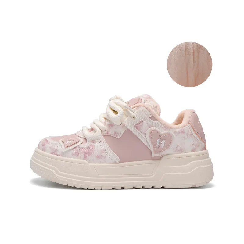 HUANQIU Thermal Breathable Coverage Low Top Skateboard Shoes Women's Cherry Blossom Pink-21