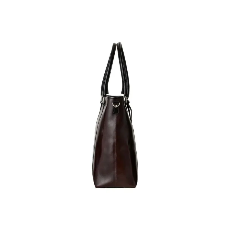 SAMSONITE Cow Leather Tote Bag Shopping Bag Handbag Unisex Brown & Black-4