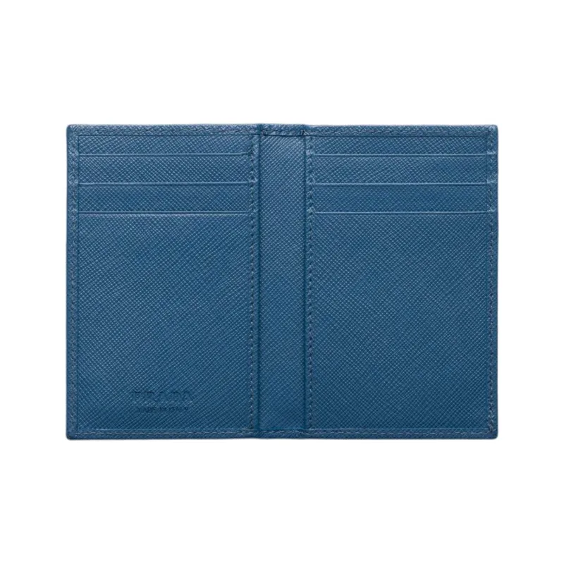 PRADA Leather Card Holder Unisex Blue-2